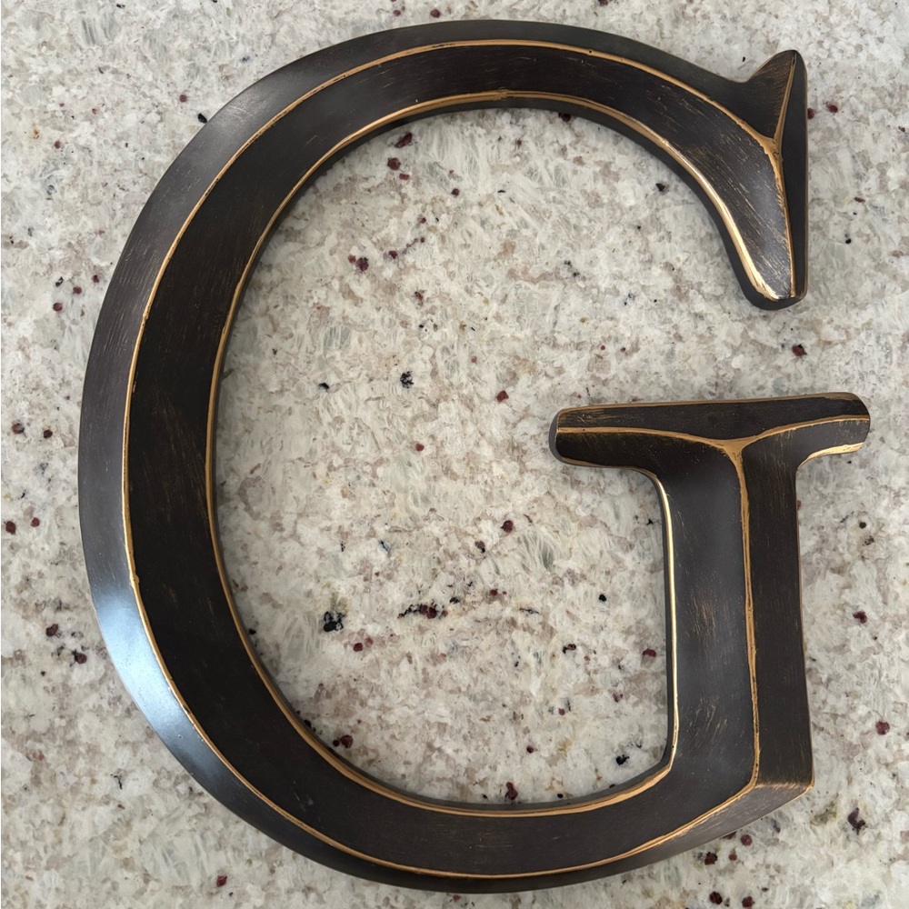 Hobby Lobby Distressed Rustic Brown and Gold Letter G Wall Decor